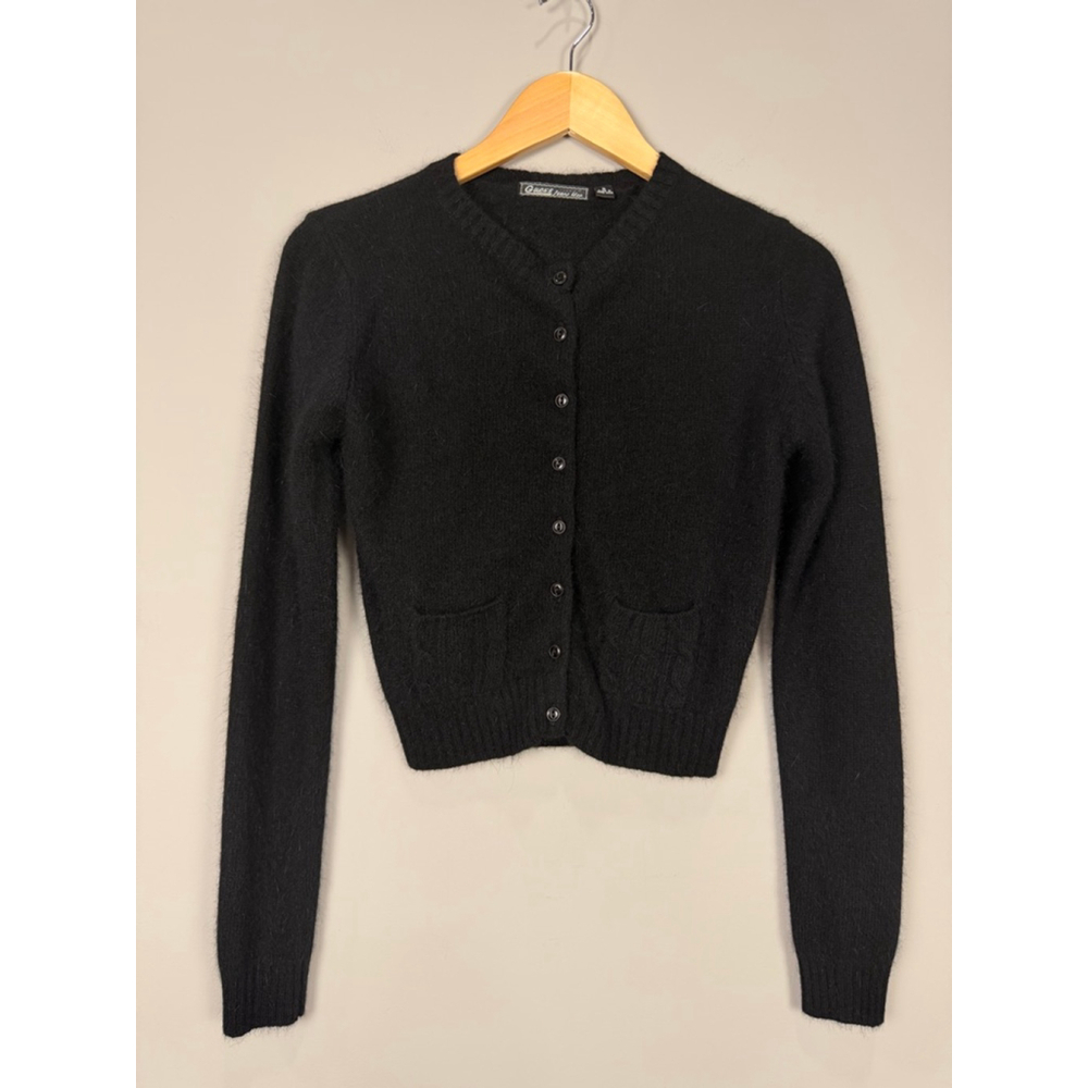 Guess Black Cropped Button-Front Cardigan